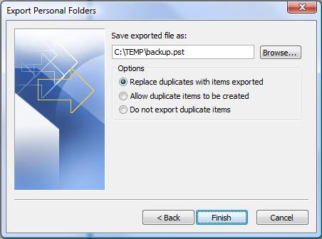 Choose location save exported file