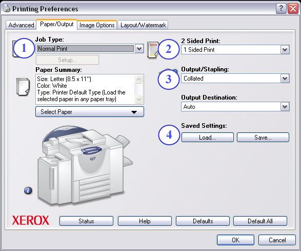 Figure 1 - Paper and Output options